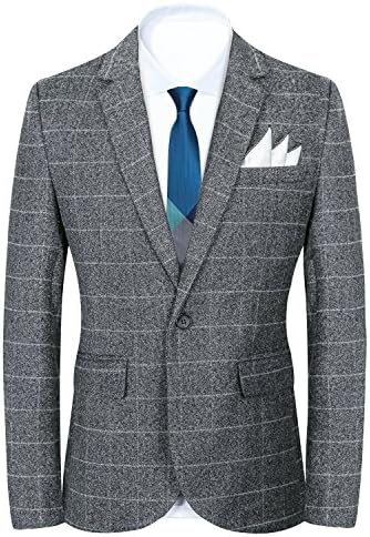 Mens Blazer, Plain Plaid Jacket Blazers for Men Slim Fit, Men's Tuxedo One Button Jacket Suits