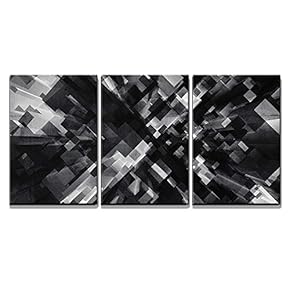 3D Black Cubes Pattern Wall Decor x3 Panels