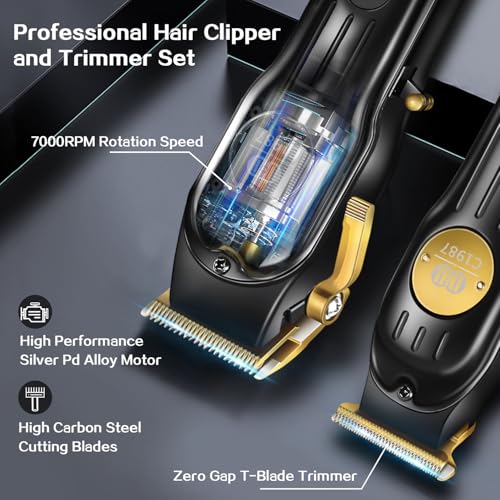 CIICII Men's Hair Clipper and Hair Machine Kit, Professional Wireless Hair Clipper for Hair Cutting (USB Rechargeable Adjustable Beard & Trimmer) Hair Clipper for Home Salon