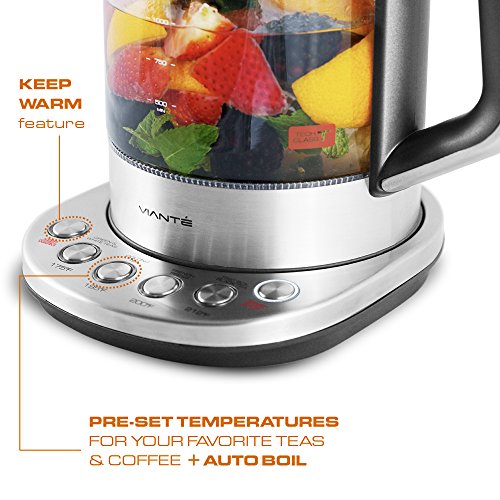 Vianté KET-100 Electric Tea Maker, 1.7 L, Silver, Gray, Stainless Steel - Thumbnail 2