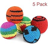 Blulu 5 Pieces Funny Hacky Ball Sacks Assoerted Colors Woven Kickball Soft Knitted Kick Balls for Children and Beginners