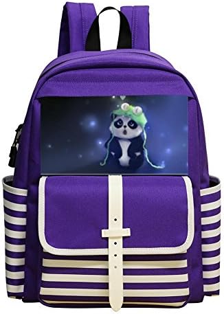 Cute Panda Unisex Kindergarten Purple Packback School Shoulder Backpack for Girls Boys