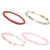 KIKILA 4mm Mini Gemstone Energy Bracelets Crushed Stone Beaded Bracelet Natural Stone Charm Beaded Small Couples Bracelets for Women