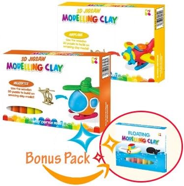 Artist Studio Modeling Clay 3D Vehicle Sculpting Over Wooden Jigsaw with Tools, Soft Colorful Dough, DIY Arts and Craft for Educational – Added Floating Clay Boat. Best Gift for kids