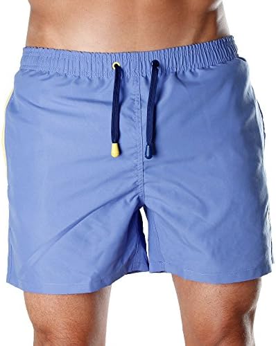 Men's Blue Board shorts | Stylish Swim & Surf Trunks, Miami True Blue Beach shorts for Men (Small) - Sanwin Beachwear