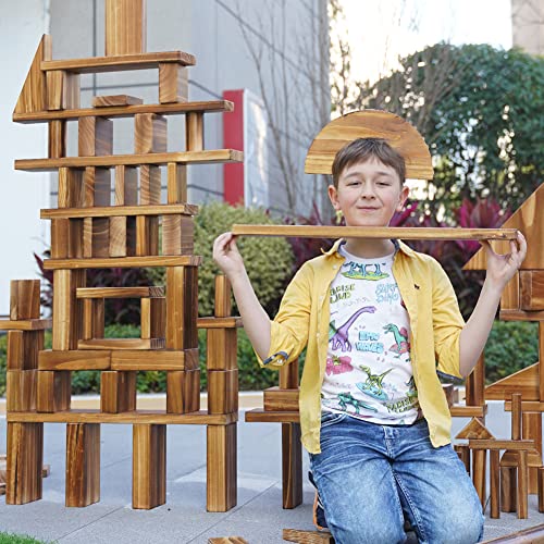 Mua 64 pcs Large Outdoor Carbonized Wooden Building Blocks Set for Kids ...