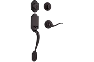 Kwikset Arlington Front Door Lock Handle and Deadbolt Set, Entry Handleset Exterior with Interior Reversible Lever, Venetian Bronze, Pick Resistant SmartKey Rekey Deadbolt Security, Requires 2 Holes