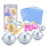 Caydo 42 Packs DIY Bath Bomb Molds Set with Instructions Including 8 Pieces 3 Size DIY Metal Bath Bomb Molds, Spoons, Shrink Wrap Bags for Crafting Your Own Fizzies