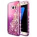 Galaxy S7 Edge Case with Screen Protector (Full Coverage 3D PET) for Girls Women Kids, NageBee Glitter Liquid Bling Floating Waterfall Sparkle Cute Case for Samsung Galaxy S7 Edge -Pink/Purple