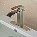Zovajonia Brushed Nickel Bathroom Basin Fauce Hot Cold Water Waterfall Washroom Mixer Tap with10 inch Cover Plate 1 or 3 Holes Deck Mounted