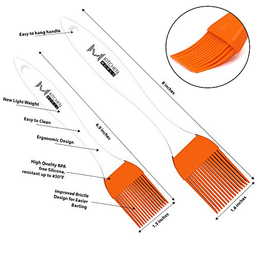 M KITCHEN WORLD Silicone Pastry Brush for Cooking 2 Pieces Rubber