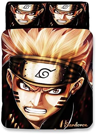 3D Naruto cartoon pattern duvet cover with 2pcs pillowcases, bedding sets for kids and teen(color 5, Single 3pcs)