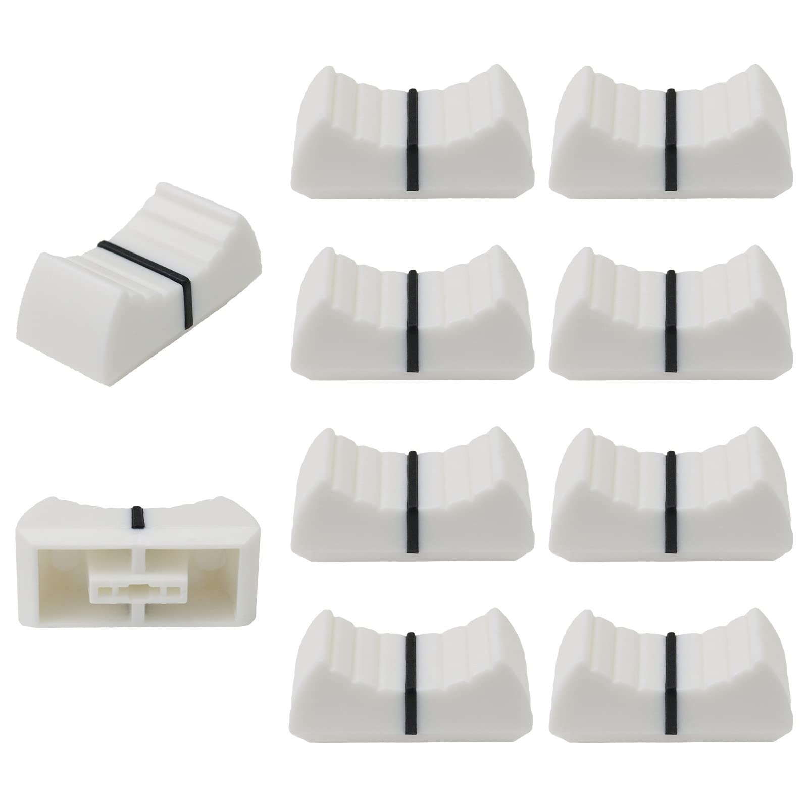4mm Hole Colour Body Linear Slider/Fader Caps Pack of 10 (White/Black)