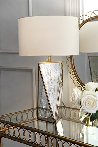 Watch Hill Lighting 20-inch Lauren Mirror Cotton Shade Table Lamp