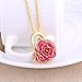 ZJchao 24K Women Gold Rose Pendant Necklace Gift for Her Plated Rhinestone Heart Shaped Present for Wife Girlfriend Valentine's Day, Great Anniversary, Birthday, Wedding