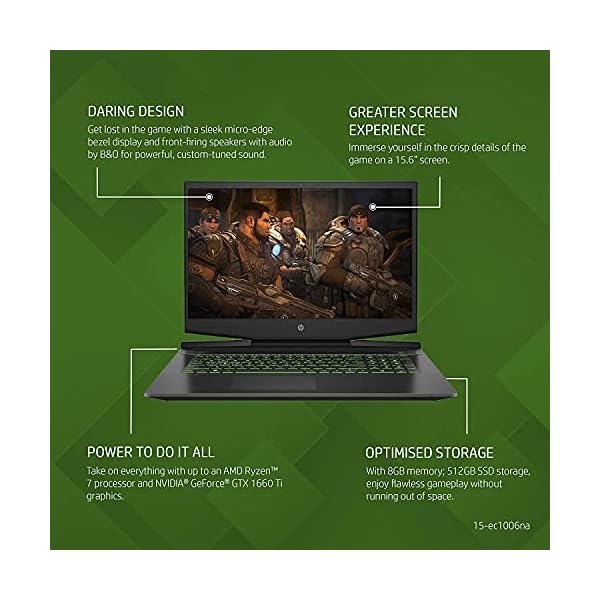 HP Pavilion Gaming 15.6" Laptop PC 15-ec1006sa, AMD Ryzen 7, 8GB RAM, GTX 1660Ti, 512GB SSD, FHD, Shadow Black - Image 6