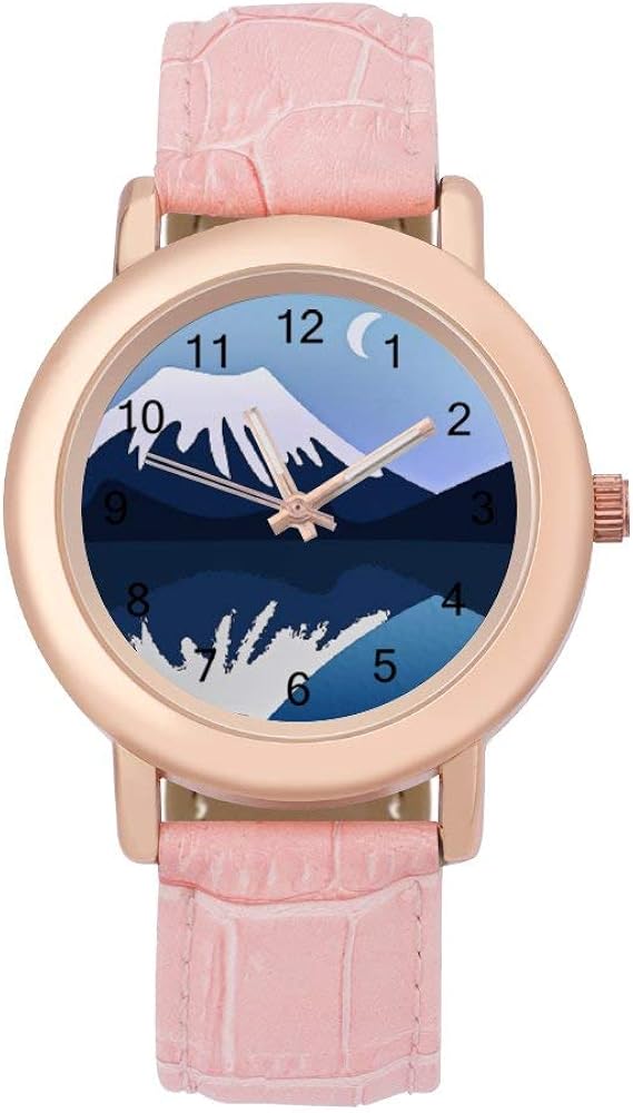 Amazon レディース 腕時計 Watch 富士山 おしゃれ ウォッチ 北欧デザイン デジタル 防水 ピンク レザーストラップ 綺麗 かわいい 時計 大人子供兼用 キッズ 女子 学生 職場誕生日プレゼント レディース腕時計 腕時計 通販