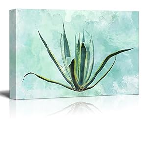 Canvas Wall Art - Cacti on Watercolor Background - Gallery Wrap Modern Home Art | Ready to Hang - 12" x 18"