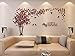 3D Couple Tree Wall Murals for Living Room Bedroom Sofa Backdrop Tv Wall Background, Originality Stickers Gift, DIY Wall Decal Home Decor Art Decorations (Small, Red)