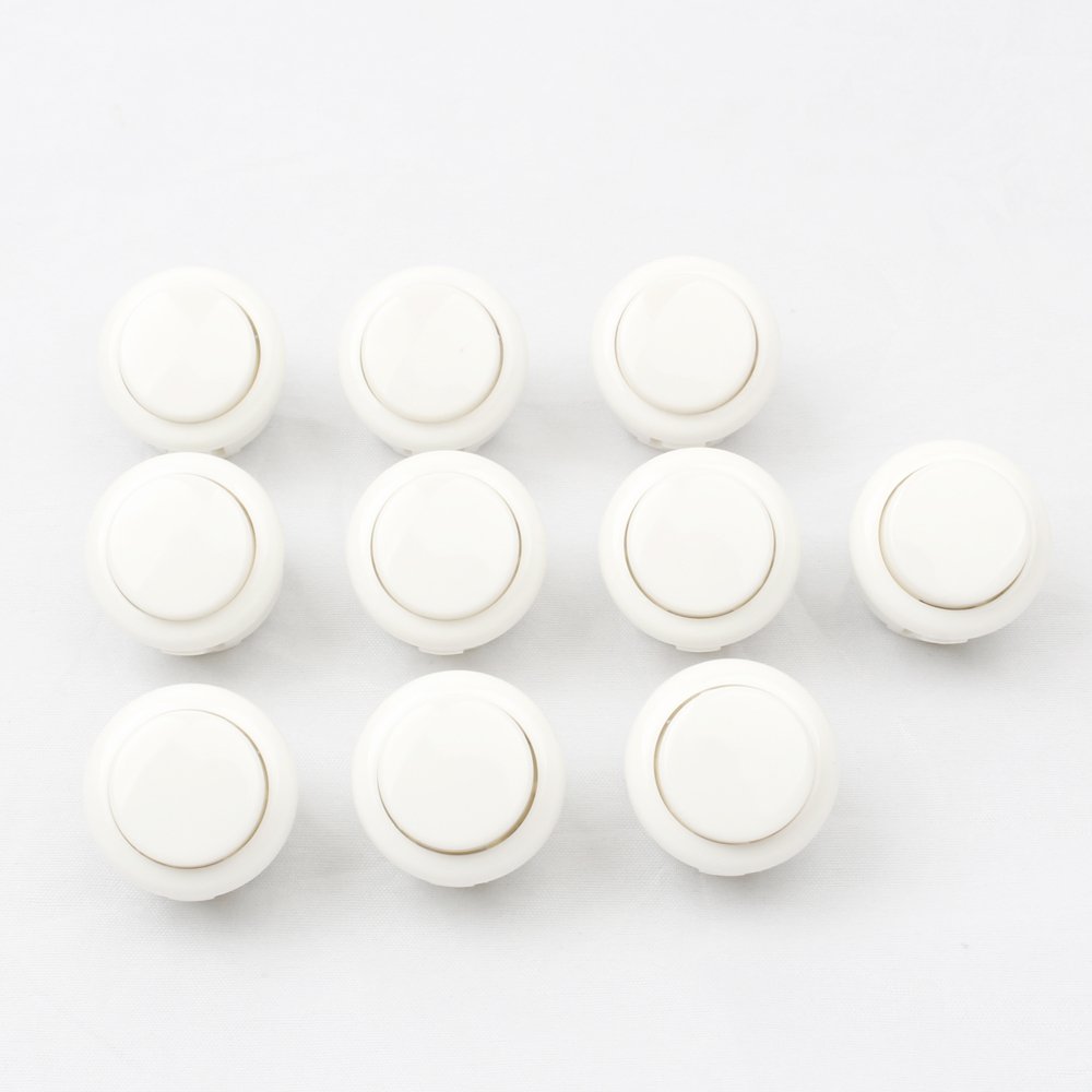 EG Starts 10x White 24mm Push Button Built-in Micro Switch Replace for Sanwa OBSF-24 Buttons Arcade Joystick Mame Jamma Games Parts