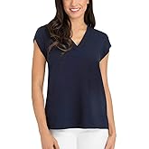 Hilary Radley Women's V-Neck Short Sleeve Blouse
