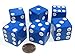 Set of 6 D6 25mm Large Opaque Jumbo Dice - Blue with White Pip