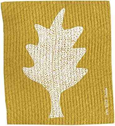 Swedish Dishcloth - Hand Dyed Dark Color with Leaf Design (Mustard)