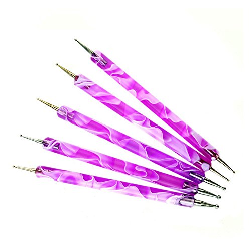 BUYITNOW 5Pcs Nail Art Dotting Pen Women Marbleizing PaintManicure Tool DIY Kits