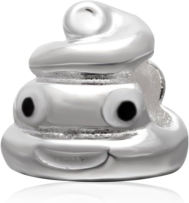 Choruslove Emoji Poop Charm Bracelet Charm 925 Sterling Silver Enamel Expression Face Beads for European Snake Chain Bracelet DIY