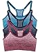3 Pack Kalon Nylon Spandex Removable Pads Racerback Sports Bra