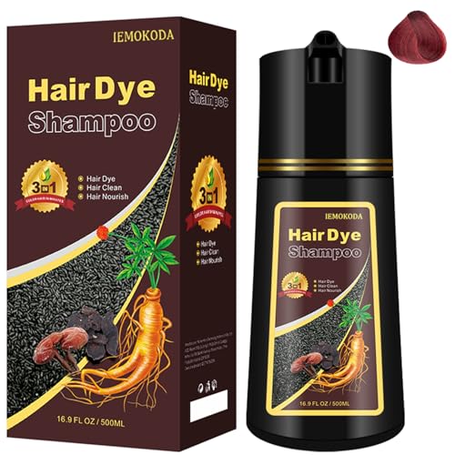 NCEPROHR WINE RED HAIR COLOR SHAMPOO 3 IN 1 FOR DARK HAIR, NATURAL RED HAIR DYE SHAMPOO EASY TO USE & LONG LASTING, 16.90 FL OZ (RED WINE)