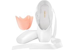 CABPLROI Women's Ballerina Shoes Professional Ballet Dance Satin Pointe Shoes for Girls with Bag and Toe Pads