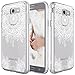 LK Case for Samsung Galaxy J7 V / J7 2017 / J7 Prime / J7 Perx / J7 Sky Pro, [Shock Absorbing] White Henna Mandala Floral Lace Clear Design Printed Air Hybrid with TPU Bumper Protective Case Cover