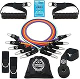 Tribe Resistance Bands Set, Exercise Bands for Working Out - Includes Stackable Workout Bands, Handles, Ankle Straps, Door Anchor, Carry Bag & Advanced eBook