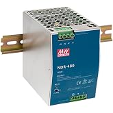 LINOVISION Mean Well NDR-480-48, 480W Industrial DIN Rail Power Supply | 48V 10A Output, Buit-in Active PFC Function