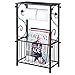 MyGift Black Metal Bathroom Table Stand Storage Shelf with Dual Toilet Paper Holder, Magazine Basket and Scrollwork Design