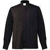BLESSUME Church Clergy Men's Tab Collar Clergy Shirt Long/Short Sleeves