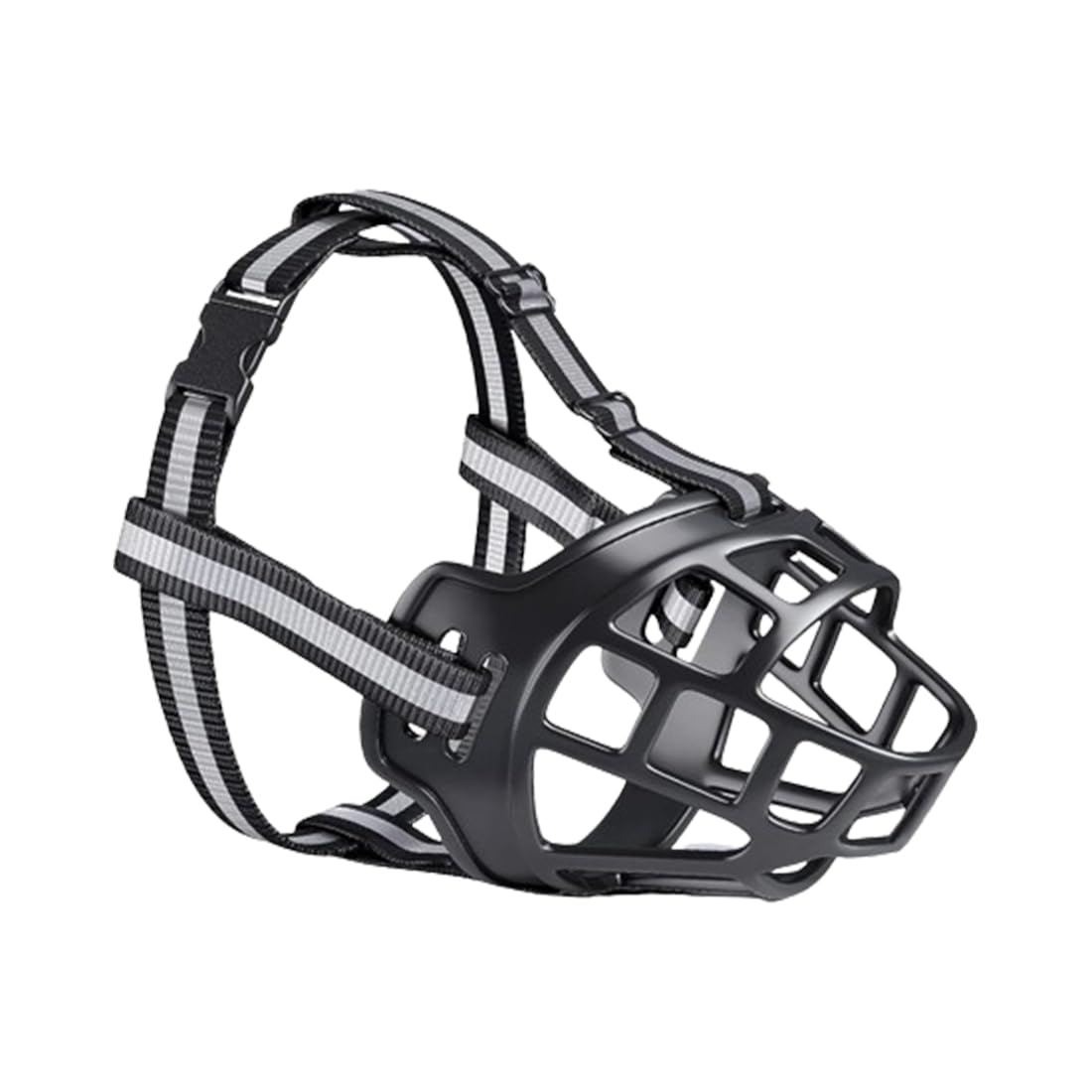 LAWALEISHE Black Silicone Dog Muzzle Cover with Reflective Strip Dog Muzzle Cover, Breathable Anti Bite, Barking Pet Dog Muzzle Cover. (XXL)