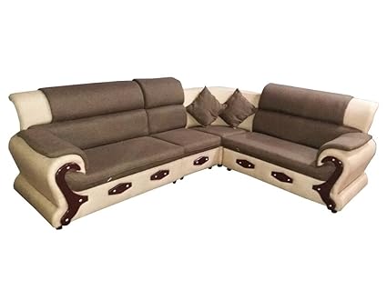 Froster Oak Sofa 6 Seater L Shaped Cream And Chocolate Color Sofa