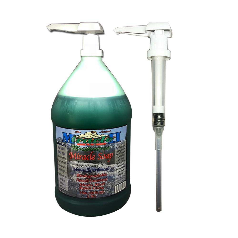 Miracle II Natural Moisturizing Soap for Soft Skin, Face and Silky Hair with Vitamin E, Almond, Olive Oils (1 Gallon w/Pump)