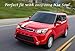 exLED Window Glass Lettering Sports Plate Panel C Pillar Ver.2 (Black & Red Logo) 2-pc Set For 2013 2014 Kia All New Soul