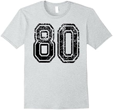Mens #80 T-Shirt Numbered Grungy Sports Team Tees - both sides 3XL Heather Grey
