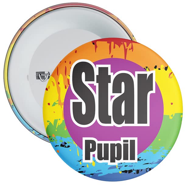 100 Pack of Colourful Star Pupil Badges - 38mm Wide