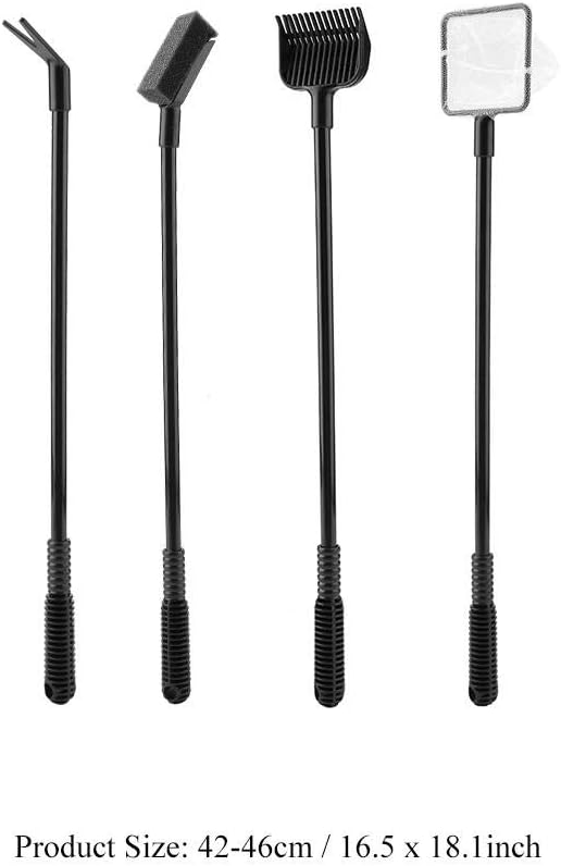 4 in 1 Portable Aquarium Cleaning Tool Set Long Handle Fish Tank Cleaner Include Fish Net Shovel Sponge Brush Plant Fork - Image 3