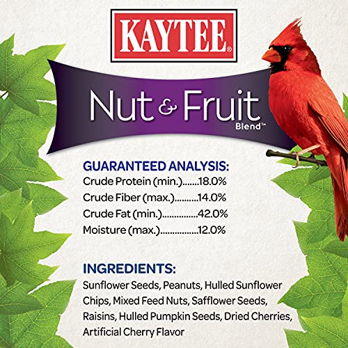 Kaytee Wild Bird Food Nut & Fruit Seed Blend For Cardinals, Chickadees, Nuthatches, Woodpeckers