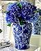 Luyue 5 Big Heads Artificial Silk Hydrangea Bouquet Fake Flowers Arrangement Home Wedding Decor (Dark Blue)