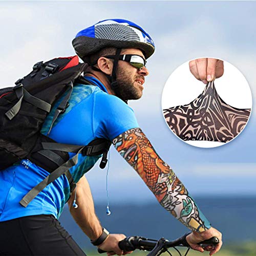YARIEW 6Pcs Arm Sleeves Fake Tattoos Sleeves to Cover Arms Sun Protection Sleeve Covers for Men and Women (Set 6)
