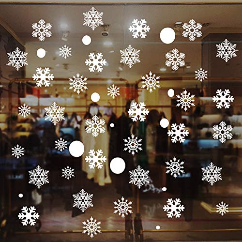 image for UGY 90 Pcs Christmas Decoration Snowflakes Window Clings Reusable Wint