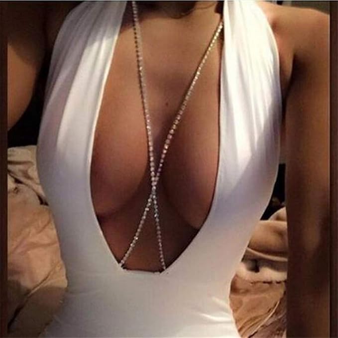 LnLyin Sexy Body Chain Kristallrhinestone-Kette X-förmige Körperkette