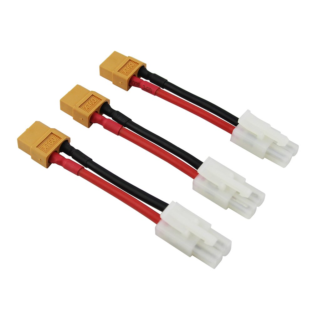 OliYin 3pcs compatible with Big Tamiya Male to Female XT60 Connector Adapter 14awg 1.96inch Wire for NiCd NiMH Dynamite Packs(pack of 3)